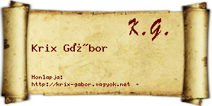 Krix Gábor névjegykártya